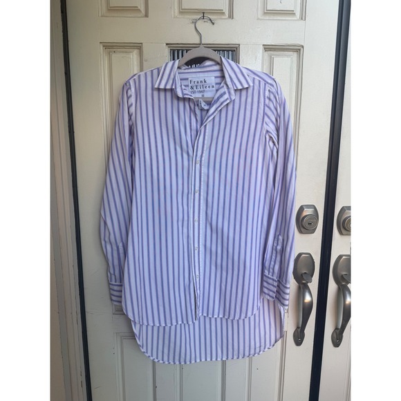 Frank & Eileen Tops - Frank & Eileen Grayson Blue Pink Striped Italian Cotton Button Shirt Size Medium